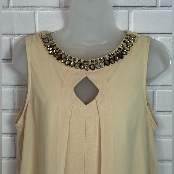 CB Elegant Cream Sleeveless midi Dress/size 10 - Picture 2 of 10